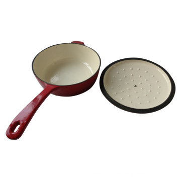 Red Enamel Cast Iron Sauce Pan